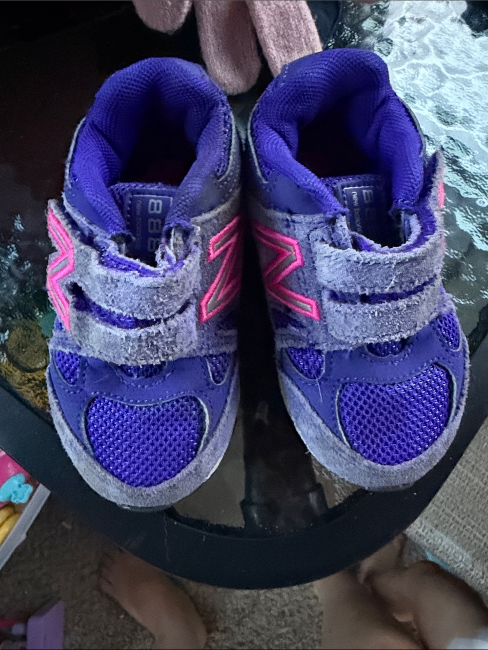 New Balance Kids Purple and Pink Velcro Sneakers